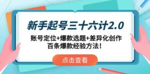 新手起号三十六计2.0：账号定位+爆款选题+差异化创作，百条爆款经验方法！-知识创作