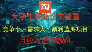 大学生毕业论文查重，暴利蓝海项目，月收入过1W+-知识创作