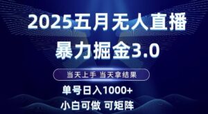 2025五月无人直播暴力掘金3.0，当天上手，当天拿结果，单号日入1k+小白可做可矩阵【揭秘】-知识创作