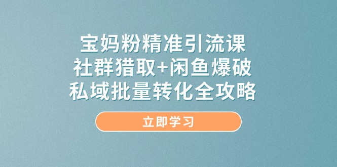 宝妈粉精准引流课，社群猎取+闲鱼爆破，私域批量转化全攻略-知识创作
