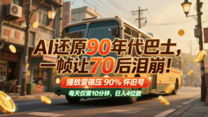 AI还原90年代巴士，一帧让70后泪崩！播放量碾压90%怀旧号，每天10分钟，日入4位数-知识创作
