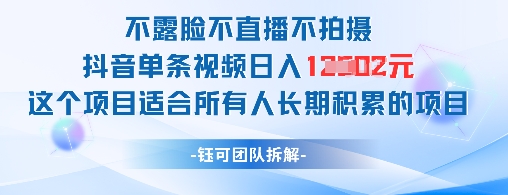 不露脸不直播不拍摄抖音单条视频日入1k+这个项目适合所有人长期积累的项目-知识创作