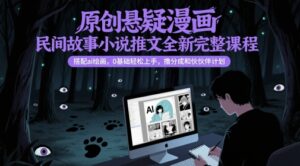 原创悬疑漫画民间故事小说推文全新完整课程， 搭配ai绘画，0基础轻松上手，撸分成和伙伴计划-知识创作