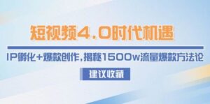 短视频4.0时代机遇：IP孵化+爆款创作，揭秘1500w流量爆款方法论-知识创作