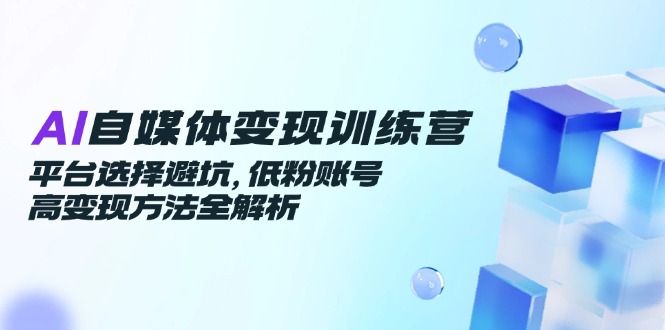 AI自媒体变现训练营，平台选择避坑，低粉账号高变现方法全解析-知识创作
