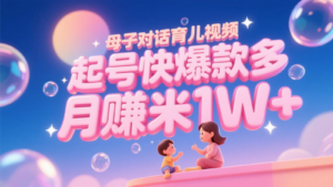 AI生成母子对话育儿类视频，起号快爆款多，小白宝妈轻松学，多渠道变现，月赚米1W+-知识创作