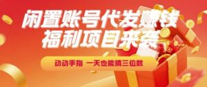 福利项目来袭，闲置账号代发挣钱，动动手指，一天也能搞三位数【揭秘】-知识创作