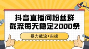 抖音直播间粉丝群暴力截流，一台电脑每天稳定2000条数据【揭秘】-知识创作