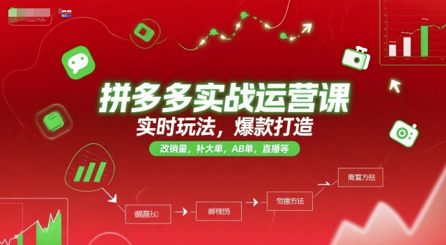 拼多多实战运营课，实时玩法，爆款打造，改销量，补大单，AB单，直播等(更新2025月)-知识创作