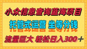 稳定日入300＋，小众信息查询蓝海项目，全程懒人式托管，解放你的时间-知识创作