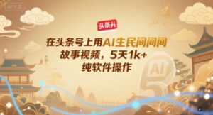 在头条号上用AI生民间故事视频，5天1k+，纯软件操作-知识创作