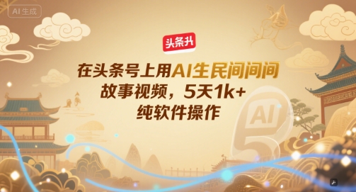 在头条号上用AI生民间故事视频，5天1k+，纯软件操作-知识创作