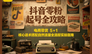 抖音零粉起号全攻略：电商带货 5+1 核心话术搭配自然流量全流程实操指南-知识创作
