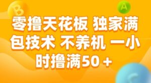 零撸天花板，独家满包技术，不用养机，一小时撸满50+，收益稳定【揭秘】-知识创作