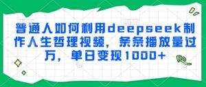 普通人如何利用deepseek制作人生哲理视频，条条播放量过万，单日变现1000+-知识创作