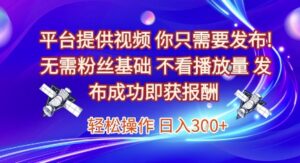 平台提供视频，你只需要发布， 无需粉丝基础，不看播放量，发布成功即获报酬，日入3张【揭秘】-知识创作