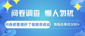 问卷调查，懒人勿扰，问卷都整理好了单价不等，做就有收益，熟练后单日3张【揭秘】-知识创作