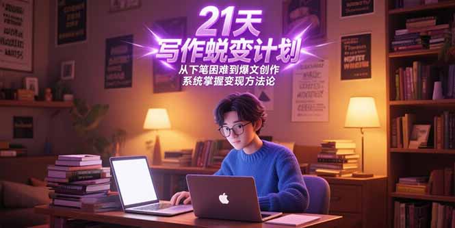 21天写作蜕变计划，从下笔困难到爆文创作，系统掌握变现方法论-知识创作