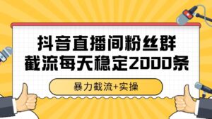 抖音直播间粉丝群截流，稳定采集数据全行业通用 2000+数据一天-知识创作