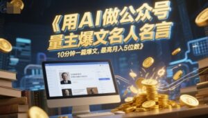 用AI做公众号流量主爆文名人名言，10分钟一篇爆文，最高月入5位数-知识创作