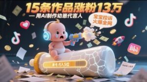 用AI制作幼崽代言人，宝宝的控诉火爆全网，15条作品涨粉13W，单号月入5位数实操教程-知识创作