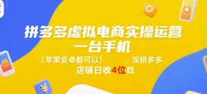 拼多多虚拟电商实操运营，一台手机(苹果安卓都可以)，深耕多多店铺日收4位数-知识创作