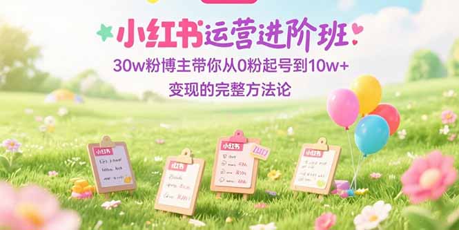 小红书运营进阶班：30w粉博主带你从0粉起号到10w+变现的完整方法论-知识创作