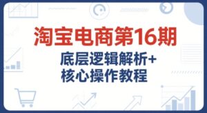 淘宝电商第16期，底层逻辑解析+核心操作教程，运营、推广提升能力的必学课程+配套资料-知识创作