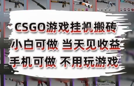 CSGO游戏挂G搬砖，小白纯手机即可操作，不用电脑打游戏，日入3张+，副业网创项目【揭秘】-知识创作