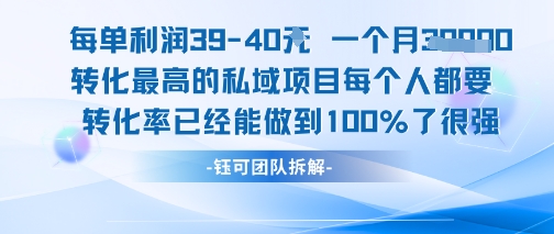 每单利润40一个月7k+转化最高的私域项目，每个人都要的产品转化率已经能做到100%-知识创作