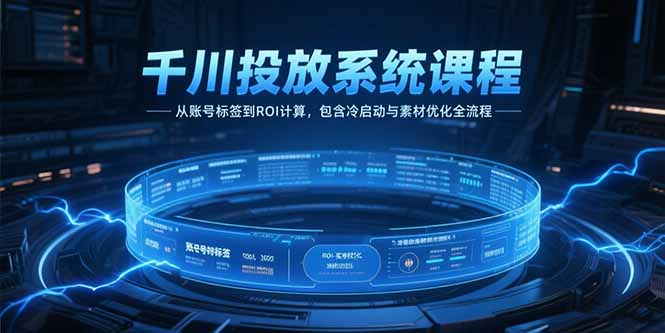 千川投放系统课程，从账号标签到ROI计算，包含冷启动与素材优化全流程-知识创作