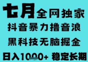 7月最新风口抖音无人直播撸音浪，长期稳定，非短期，全自动运行，低门槛无脑，日入1k+【揭秘】-知识创作