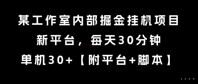 某工作室内部掘金挂G项目，新平台，每天30分钟，单机30+【揭秘】-知识创作