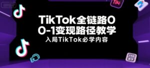 TikTok全链路0-1变现路径教学，入局TikTok必学内容-知识创作