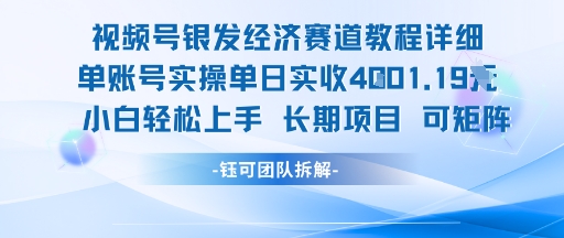 视频号银发经济赛道单账号实操单日实收1k+，小白轻松上手长期项目-知识创作