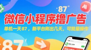 微信小程序看广告，单机一天87，新平台刚出几天，可批量操作，日入5张-知识创作