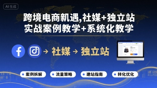 跨境电商新机遇，社媒+独立站，实战案例教学+系统化教学-知识创作
