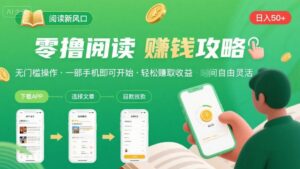 零撸阅读新风口，无门槛轻松挣，一部手机，日入 50-3张【揭秘】-知识创作
