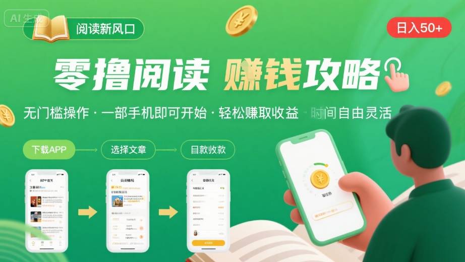 零撸阅读新风口，无门槛轻松挣，一部手机，日入 50-3张【揭秘】-知识创作