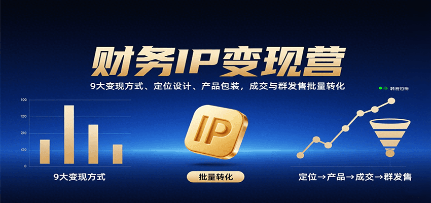 财务IP变现营：9大变现方式、定位设计、产品包装，成交与群发售批量转化-知识创作