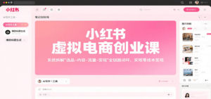 小红书虚拟电商创业课，系统拆解选品-内容-流量-变现，实现零成本变现-知识创作