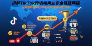 拆解TikTok跨境电商业态全链路课程：从亏损到月销2000万GMV的实战方法论-知识创作