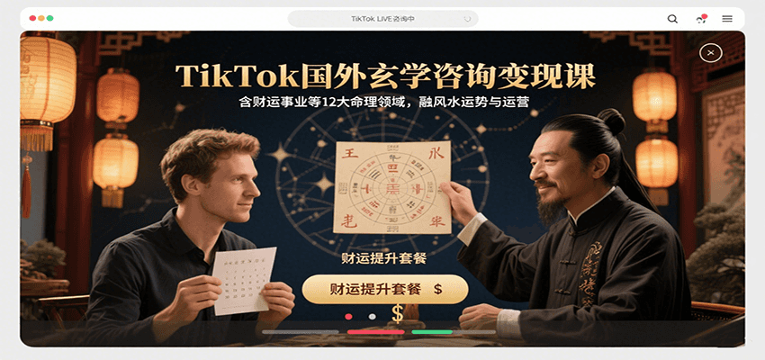 TikTok国外玄学咨询变现课，含财运事业等12大命理领域，融风水运势与运营-知识创作