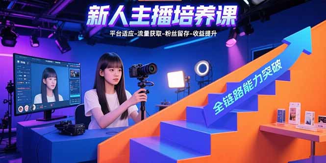 新人主播培养课：平台适应-流量获取-粉丝留存-收益提升 全链路能力突破-知识创作