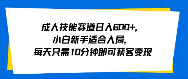 成人技能赛道日入多张，小白新手适合入局，每天只需10分钟即可获客变现-知识创作