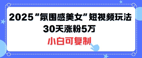 不露脸也能火！2025“氛围感美女”短视频玩法，30天涨粉5W小白可复制-知识创作