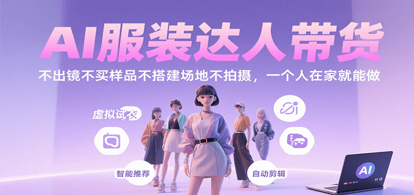 AI服装达人带货，不出镜不买样品不搭建场地不拍摄，一个人在家就能做-知识创作