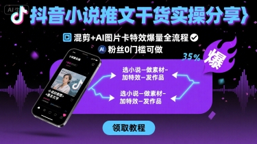 抖音小说推文干货实操分享，混剪+AI图片卡特效爆量全流程，0粉丝0门槛可做-知识创作