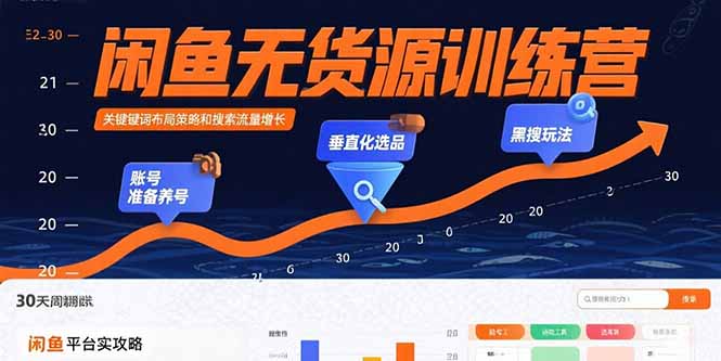 闲鱼无货源训练营：账号准备养号/垂直化选品/黑搜玩法，0基础30天盈利指南-知识创作