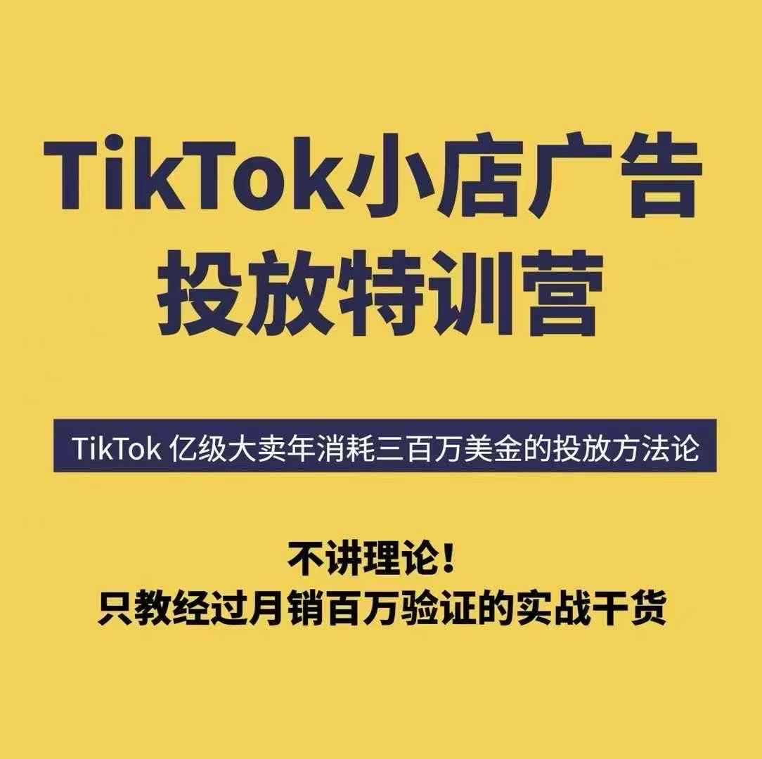 TikTok小店广告投放特训营，6天破局计划专治各种“投不动”，教你经过月销百万验证的实战干货-知识创作